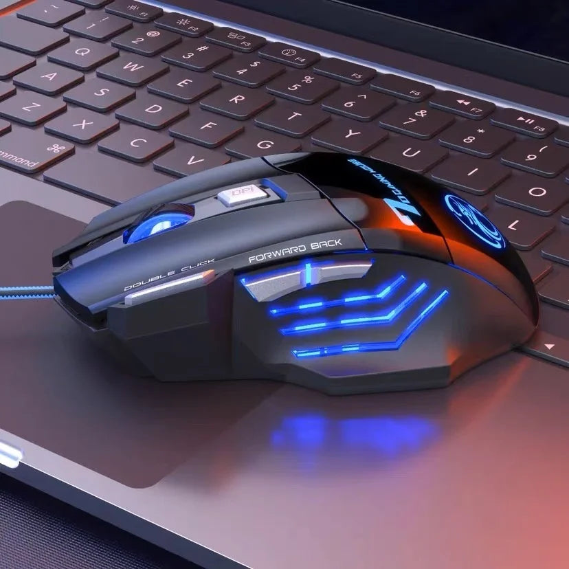 Mouse gamer para computador 3200dpi com LED laser X7 USB, 7 Botões-Profissional