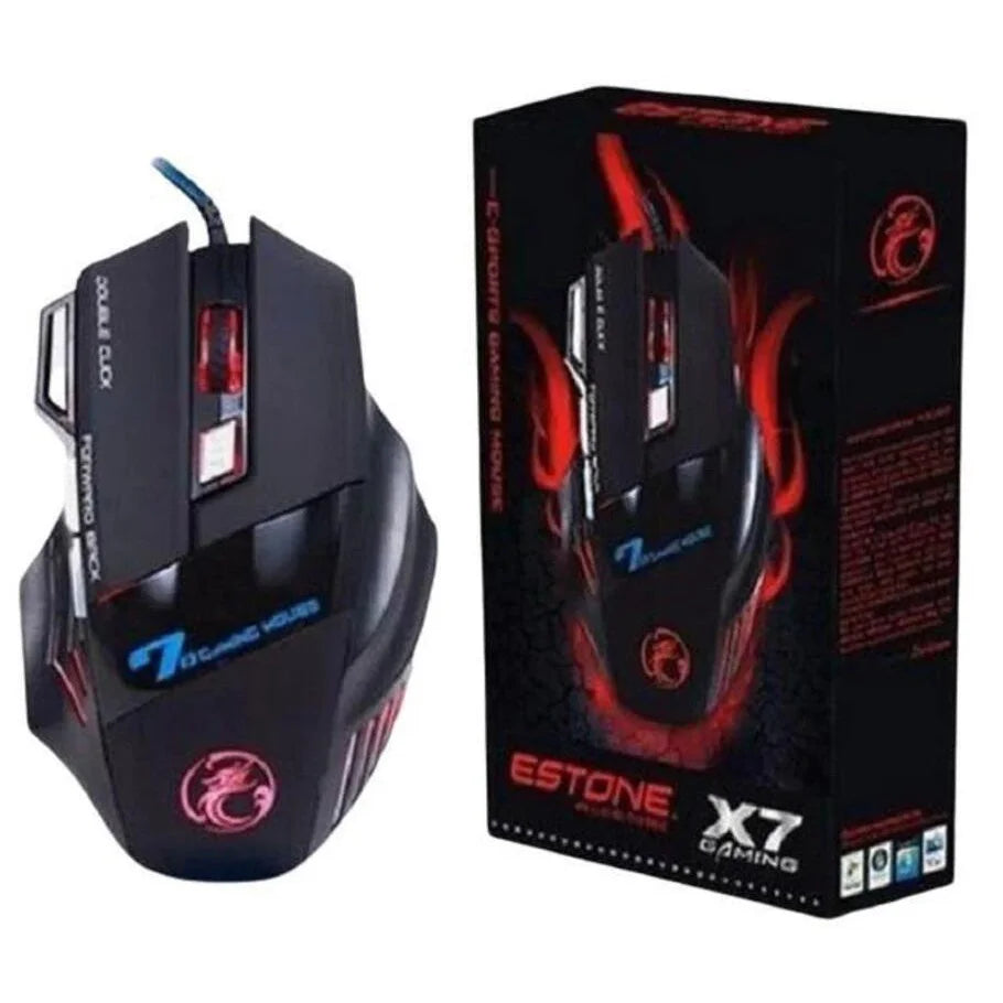 Mouse gamer para computador 3200dpi com LED laser X7 USB, 7 Botões-Profissional