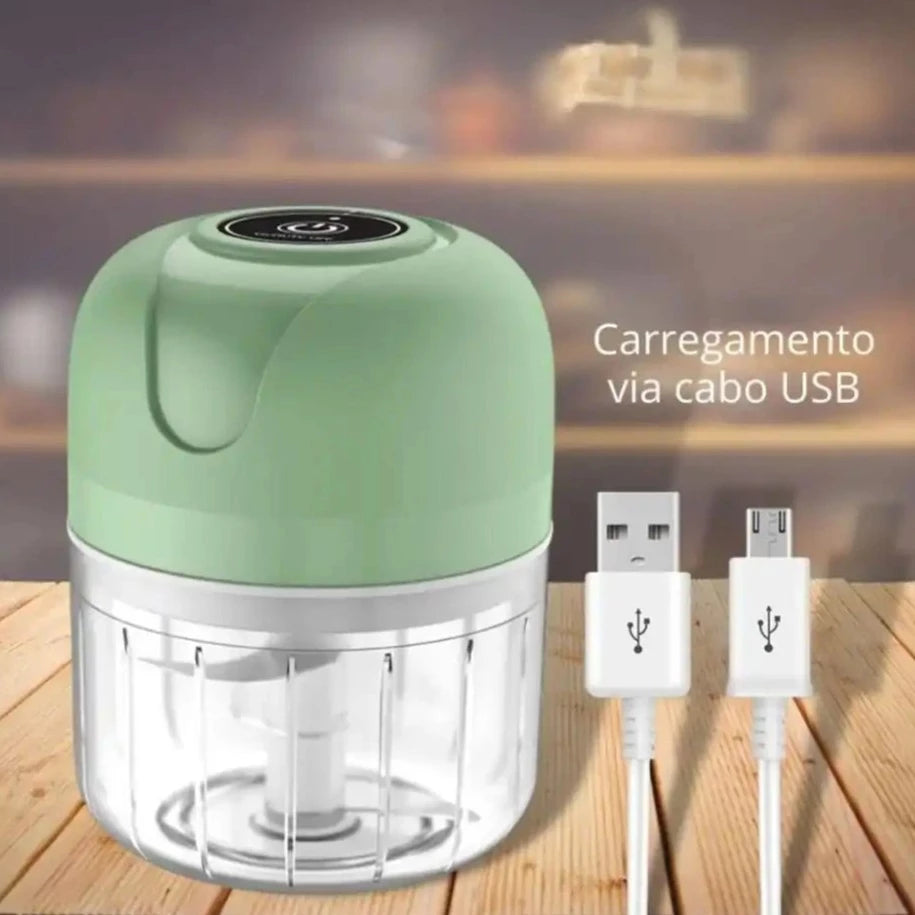 Mini Processador Triturador Elétrico Recarregável, c/ 3 Laminas 250ml
