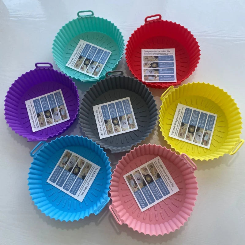 Cesto de Silicone reutilizável para Fritadeira tipo Air Fryer, Molde para Forno e Assadeira para Pizza.
