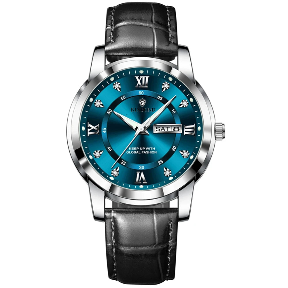 Relógio de pulso casual de quartzo BIBOND masculino luxo