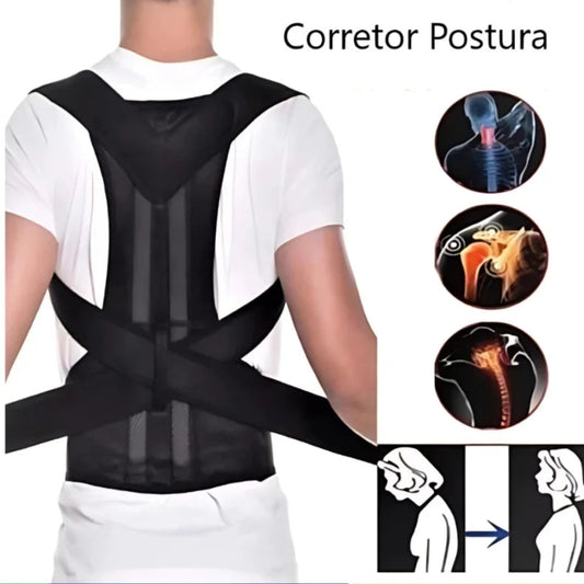 Corretor Postural - Colete Cervical Cinta que Alinha Coluna. Unissex com Postura Regulavel