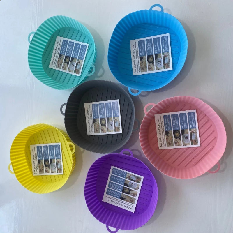 Cesto de Silicone reutilizável para Fritadeira tipo Air Fryer, Molde para Forno e Assadeira para Pizza.