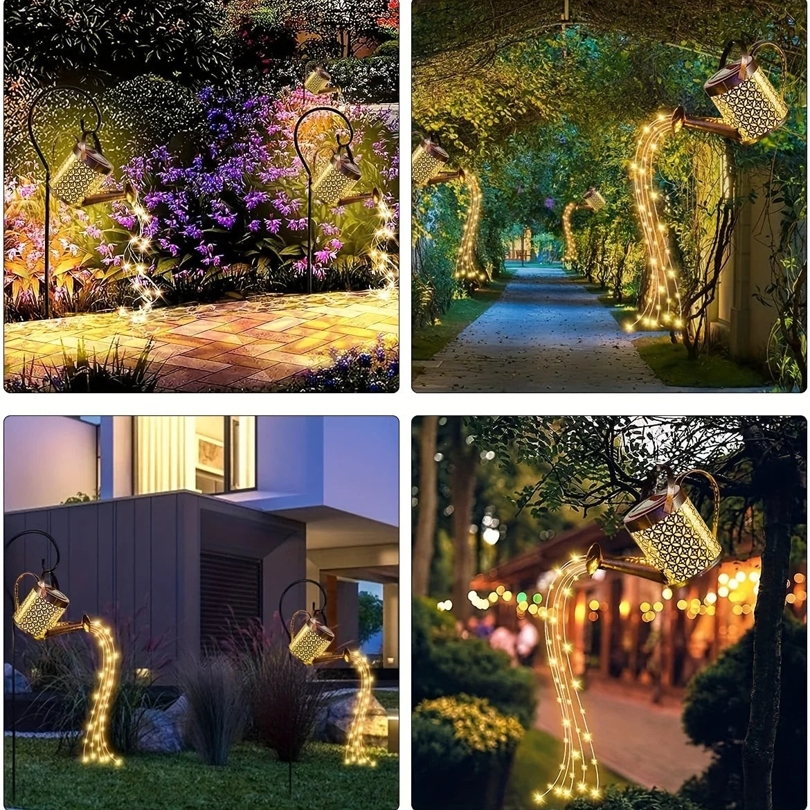 Iluminação Regador de Jardim Cascata de LED - Alimentação Solar