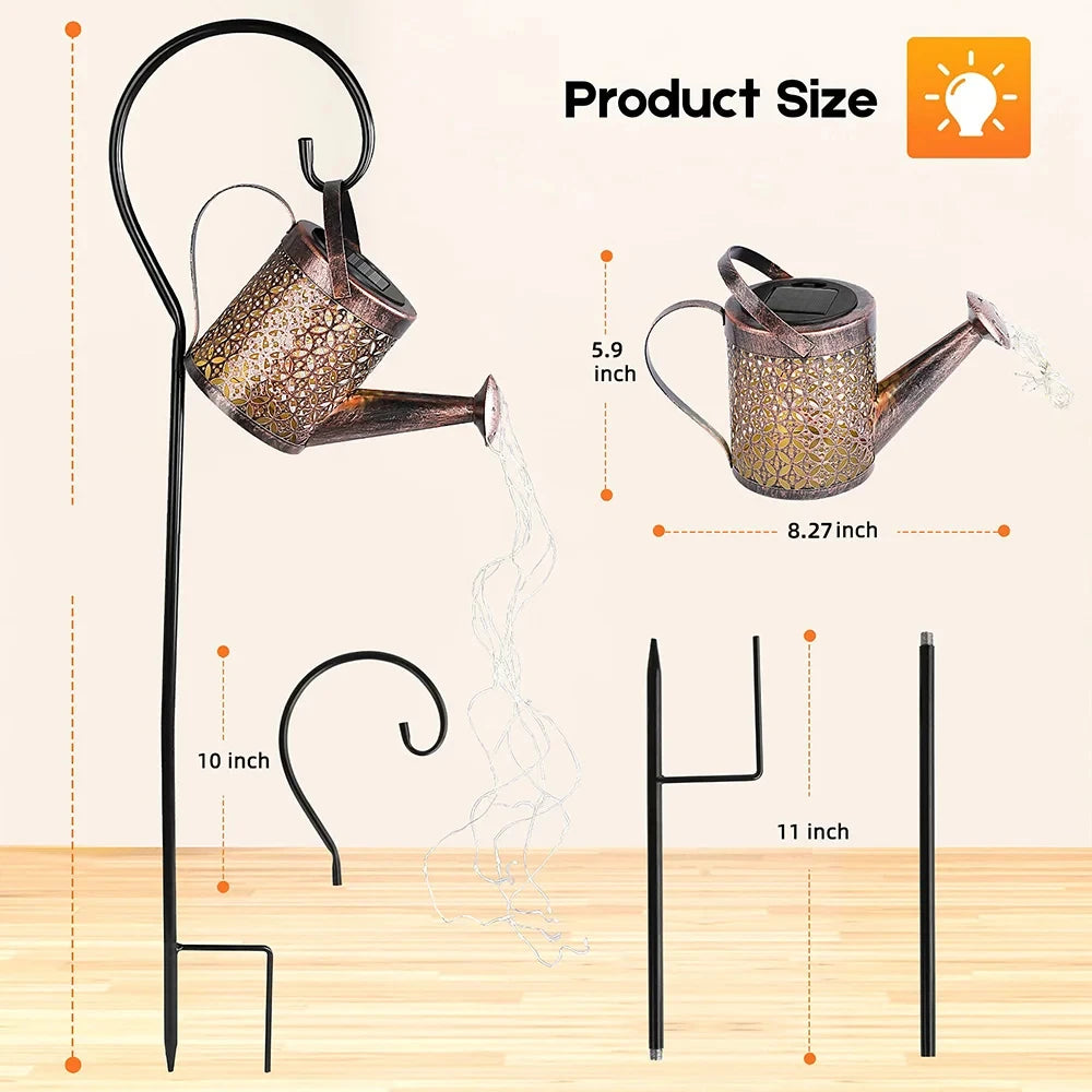 Iluminação Regador de Jardim Cascata de LED - Alimentação Solar