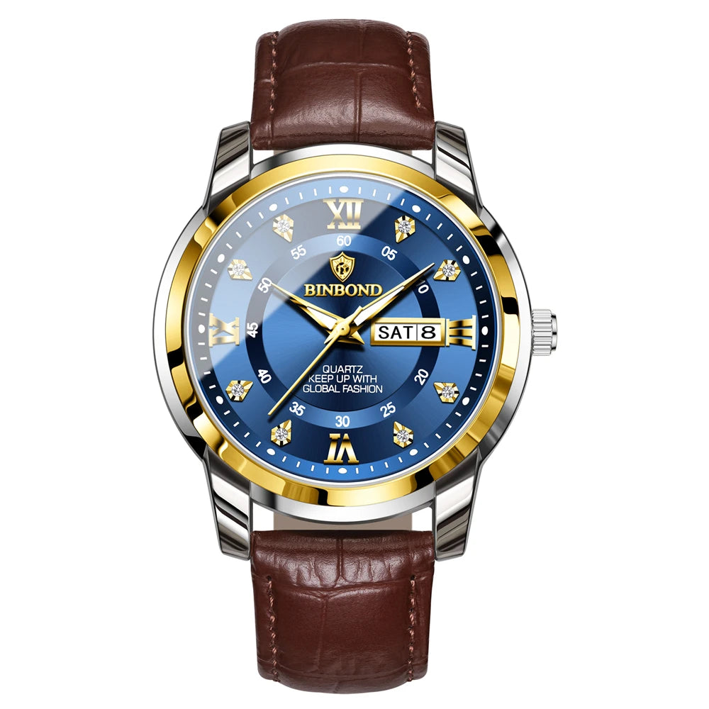 Relógio de pulso casual de quartzo BIBOND masculino luxo