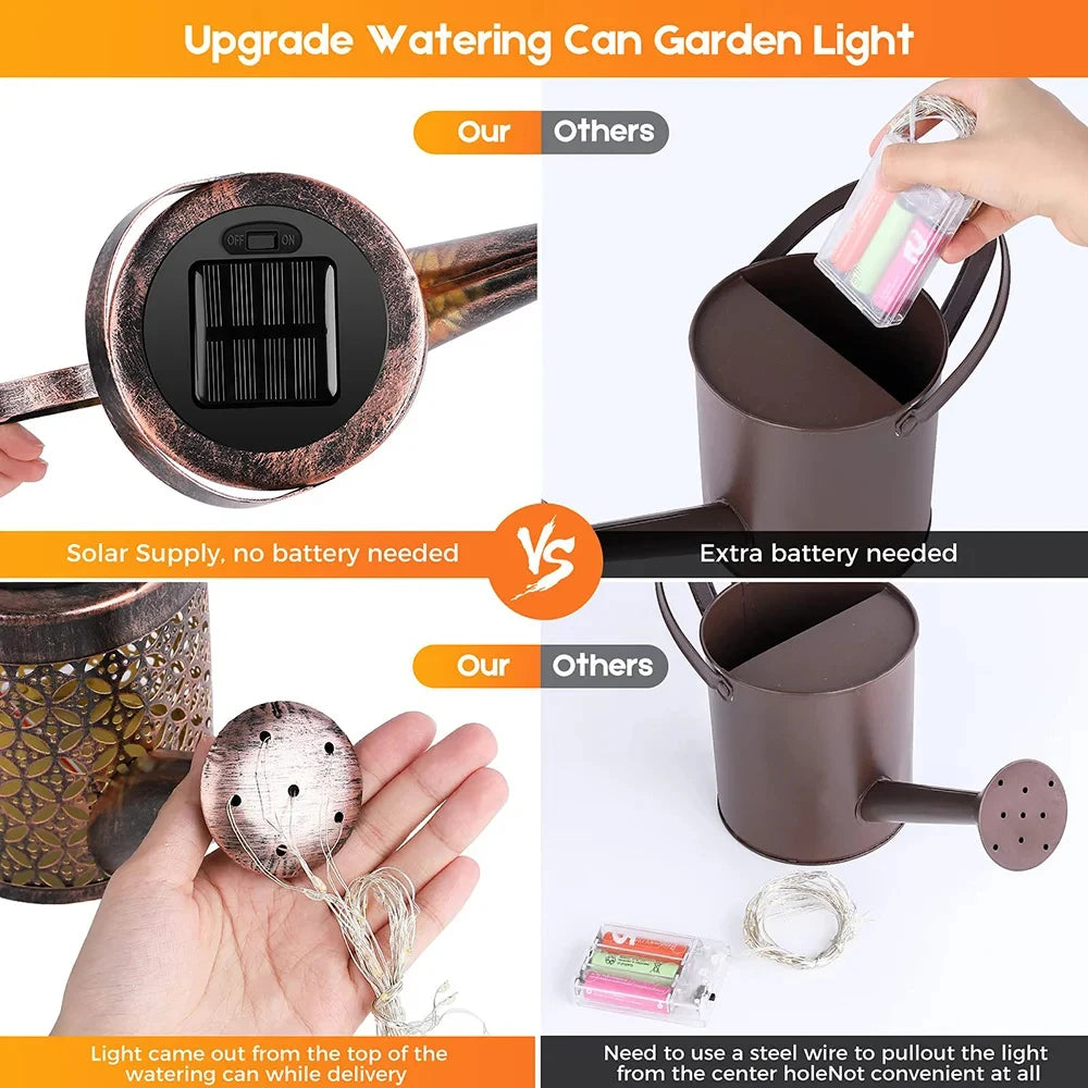 Iluminação Regador de Jardim Cascata de LED - Alimentação Solar